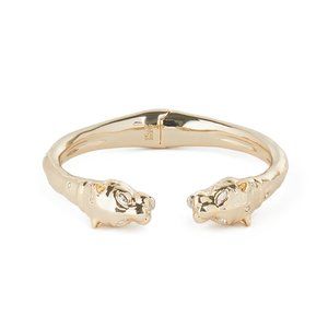 10K Gold Tone Panther Hinge Bracelet